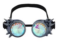 OMGREAT Kaleidoscope Glasses for Raves Steampunk Goggles with Rainbow Prism Diffraction Crystal Lenses