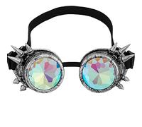 OMGREAT Kaleidoscope Glasses for Raves Steampunk Goggles with Rainbow Prism Diffraction Crystal Lenses