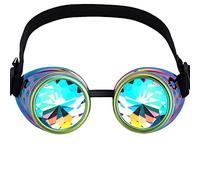 OMGREAT Kaleidoscope Glasses for Raves Steampunk Goggles with Rainbow Prism Diffraction Crystal Lenses