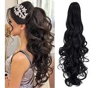 OMGREAT Ponytail Extension 24 Inch Long Claw Clip in Ponytail Synthetic Thick Hair Extensions Pony Tail for Women with a jaw Claw Dark Brown
