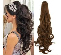OMGREAT Ponytail Extension 24 Inch Long Claw Clip in Ponytail Synthetic Thick Hair Extensions Pony Tail for Women with a jaw Light Chestnut Brown