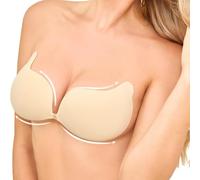 OMGREAT Stick on Bra - Invisible Adhesive Push Up Bra for Women, Backless Strapless Reusable Sticky Bra for Backless Dresses, Wedding, Party, Enhance Cleavage Lift Nude A