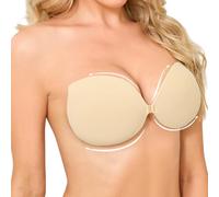 OMGREAT Stick on Bra - Sticky Bra Adhesive Push Up Bra for Women, Backless Strapless Reusable Invisible Bra for Backless Dresses, Wedding, Party, Enhance Cleavage Lift Beige F