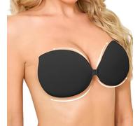 OMGREAT Stick on Bra - Sticky Bra Adhesive Push Up Bra for Women, Backless Strapless Reusable Invisible Bra for Backless Dresses, Wedding, Party, Enhance Cleavage Lift Black E