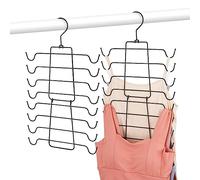OMHOMETY 2 Pack Tank Top Hanger for Wardrobe,Multi Space Saving Bra Hanger, Foldable Metal Hanging Clothes Holder, Wardrobe Storage Organiser, Black