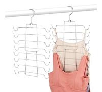 OMHOMETY Tank Top Hangers, 4 Pack Bra Organizer for Closet, Hanging Closet Organizers and Storage Space Saver Storage for Camisoles Tank Tops Bras Swimsuits Strappy Dress, Silver