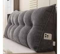 omic Back Cushion 200cm - Black Reading Pillow for Bed & Sofa Washable Wall Support Cushion Large Wedge Pillow Perfect for Comfortable Back Support while Sitting or Lying Down