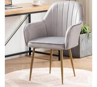 omic Upholstered Dining Chair with Arms Stylish Blue & Grey Tub Chair d Metal Legs for Kitchen & Living Room Comfortable One Size Design