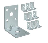 OMIDEAS 10 x Angle Brackets (50 x 50 x 35 x 2) Heavy Duty Corner Sleeper Bracket with Beading Timber Wood Metal Joining Fixing L Galvanised Steel Sheet Connector