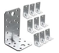 OMIDEAS 10 x Angle Brackets (90 x 50 x 55 x 2) Heavy Duty Corner Sleeper Bracket with Beading Timber Wood Metal Joining Fixing L Galvanised Steel Sheet Connector