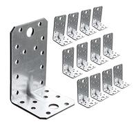 OMIDEAS 12 x Angle Brackets (90 x 50 x 55 x 2.5) Heavy Duty Corner Sleeper Bracket with Beading Timber Wood Metal Joining Fixing L Galvanised Steel Sheet Connector