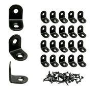 OMIDEAS 20 x Angle Brackets (20 x 20 x 16) 90 Degree L Shaped Corner Brace Bracket for Wood Fixing Joining Repairing Furniture Shelves Stainless Steel Black Color Support Connector with Screws