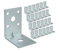 OMIdeas 25 x Reinforced Angle Brackets (50 x 50 x 35 x 2) Heavy Duty Corner Connecting Braces with Beading Timber Wood Metal Joining Fixing L Galvanised Sheet Connector