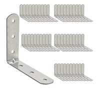 OMIDEAS 50 x Angle Bracket (50 x 50 x 16) 90 Degree L Shape Corner Brace Plate Wood Metal Connecting Fixing Joining Repair Support Galvanised Connector