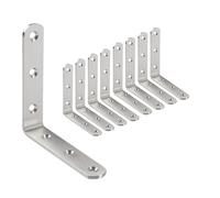 OMIDEAS 8 x Angle Brackets (100 x 100 x 20) 90 Degree L Shaped Corner Brace Bracket for Wood Fixing Joining Repairing Furniture Shelves Stainless Steel Support Connector Silver with Screws