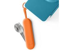 Omie OmieBox Travel Utensil Set | Fork and Spoon with Case for Easy Travel | Stainless Steel Fork and Spoon (Orange)