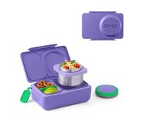 Omie OmieBox UP bento Box for Kids | Insulated Lunch Box | Leak Proof Thermos Food jar | Cooler ice Pack | 2 Compartments (Galaxy Purple)