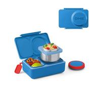 Omie OmieBox UP bento box for kids | Insulated lunch box | Leak proof thermos food jar | Cooler ice pack | 2 Compartments (Cosmic Blue), 12 Ounces