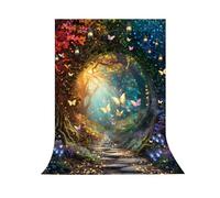 Omifly Enchanted Woodland 5W*7H Backdrop for Photography Colorful Fairy Tale Wonderland Butterfly Flower Birthday Holiday Background Party Decorations Cake Table Banner Decor Photo Booth Studio Prop