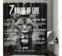 Omifly Lion Quotes Shower Curtain 60Wx72H Inch Inspirational African American Man Animal King Black White Motivational Boys Cool with 12 Plastic Hooks Fabric Waterproof Toilet Accessories Decor