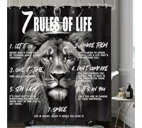 Omifly Lion Quotes Shower Curtain 72Wx72H Inch Man Boy Inspirational African American Animal King Black White Motivational Vintage Cool with 12 Plastic Hooks Fabric Waterproof Toilet Accessories Decor