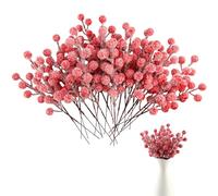 OMIGA 24 Pcs Christmas Berry Decorations 8.6 inch Length Holly Branches Wreath Decorations for Christmas Tree Decoration Wreath Making Supplies DIY Crafts Holiday (Red)