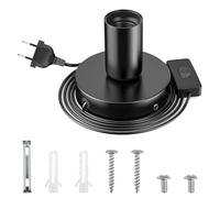 OMIGA Lamp Holder E27 with Switch Black Light Bulb Socket with 1.8 m Power Cable Retro E27 Socket for Bar Bedroom Living Room Office DIY (Bulb Not Included)