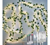 OMIKA 2 Pack 40FT 120LED Vine Fairy Lights Battery Operated, 8 Modes & Timer Ivy String Lights with Remote, Green Leaf Light for Indoor Bedroom Classroom Wall Garden Party Wedding Decor (Warm White)