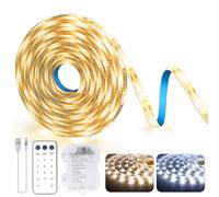 OMIKA Battery Powered Led Lights, 2700K-6000K Tunable White 9.9Ft 90LED Under Cabinet Lights led Light Strips with Remote & USB Dimmable,Timer,Cuttable for Kitchen,Shelf,Stairs,Desk,Indoor,Outdoor