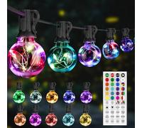 OMIKA LED Outdoor String Lights, 30Ft Patio Lights Outdoor Waterproof, Connectable Color Changing Hanging Lights 30+2 Shatterproof G40 LED Bulbs Dimmable Outdoor Lights for Patio Camping Gazebo