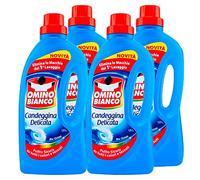 Omino Bianco - Gentle Bleach, Anti-Odor Technology, Sanitizing and Stain Remover, Ocean Blue Essence, 1500 ml x 4 Bottles
