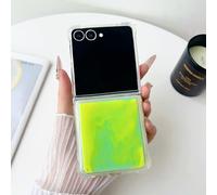 Omio for Galaxy Z Flip 7 Fluorescence Case Glow in The Darkness Luminous Flowing Liquid Quicksand Neon Design Sparkle Quicksand Clear Fun Soft TPU Slim Shockproof Cover for Girls Women Neon Green