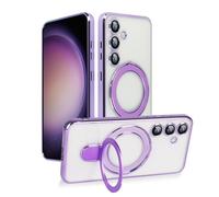 Omio Magnetic Ring Stand for Galaxy S26 Case Compatible with MagSafe, Military Drop Protection Clear Plating Soft Shockproof Case with Camera Lens Protector for Men Women Purple