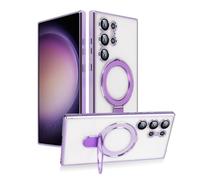 Omio Magnetic Ring Stand for Galaxy S26 Ultra Case Compatible with MagSafe, Military Drop Protection Clear Plating Soft Shockproof Case with Camera Lens Protector for Men Women Purple