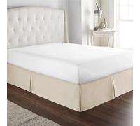 OMIREL Pleated Platform Sheet Bed Skirts Plain Polycotton Fits under Mattress 14-Inch Tailored Drop Easy Fit Box Pleated Sheets Double Bed Skirt Microfibre Soft Brushed Easy Care,Beige,90 * 200+35cm