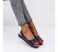 OMIREL Wedge Sandals for Women Elastic Ankle Strap Sandals Open Toe Summer Platform Shoes Sandal Slide on Fish Mouth Orthopedic with Arch Support Comfortable Outdoor Shoes,Blue,US9/EU40
