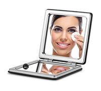 OMIRO Compact Makeup Mirror, Square Ultra Portable Mini Size 1X/3X Magnifying Glass Purse Mirrors with PU Leather for Travel and Handbag