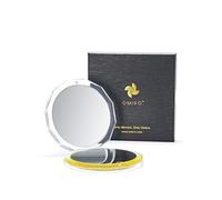 OMIRO Compact Mirror, 1X/10X Magnifying Mirror for Travel, Small Makeup Mirror for Women,Double-sided, Foldable, Lightweight, 8.9 cm (Gray-Yellow-Fade)