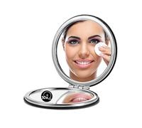 OMIRO Compact Mirror with 1x/10x Magnification, Round with PU Leather, Ultra-Portable for Purses and Travel (Classic Black)