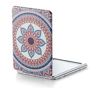 OMIRO Compact Mirror with 1x/3x Magnification, 2-Sided with PU Leather, Pocket Mirror for Wallet, Travel, Gift (Mandala Red)