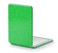 OMIRO Compact Mirror with 1x/3x Magnification, 2-Sided with PU Leather, Pocket Mirror for Wallet, Travel, Gift (Glitter Green)