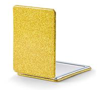 OMIRO Compact Mirror with 1x/3x Magnification, 2-Sided with PU Leather, Pocket Mirror for Wallet, Travel, Gift (Glitter Gold)