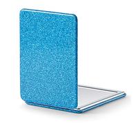 OMIRO Compact Mirror with 1x/3x Magnification, 2-Sided with PU Leather, Pocket Mirror for Wallet, Travel, Gift (Glitter Blue)