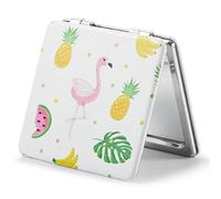 OMIRO Compact Mirror with 1x/3x Magnification, Square with PU Leather, Small Mirror for Purses, Daily Makeup (Flamingo Tropical)