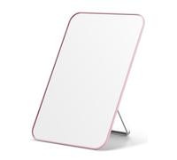 OMIRO Desk Makeup Mirror, 20 x 14cm Table Mirror with Foldable Stand and Hanging Hole for Shaving and Travelling, Pink