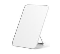 OMIRO Desk Makeup Mirror, 20 x 14cm Table Mirror with Foldable Stand and Hanging Hole for Shaving and Travelling, White