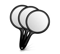OMIRO Hand Mirror, Double-Sided Handheld Mirror 1X/3X Magnifying Mirror with Handle, Set of 3 (Transparent Black)