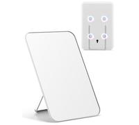 OMIRO Magnetic Makeup Mirror for Desk, 20 x 14cm Table Mirror with Adjustable Stand and Hanging Hole for Shaving and Travelling, White