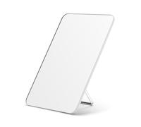 OMIRO Makeup Mirror for Desk, 25 x 18cm Table Mirror with Adjustable Stand and Hanging Hole for Shaving and Travelling, White
