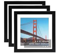 OMISHE 3 Pack 9x9 inch Picture Frames Black for Wall Hanging or Tabletop Poster, Frame Display 7x7 inch with Mat or 9x9 Without Mat, Square Wall Gallery Photo Frames, Black